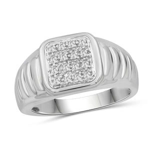 Jewelnova 1/4 Carat T.W. White Diamond 10k White Gold Men's Ring