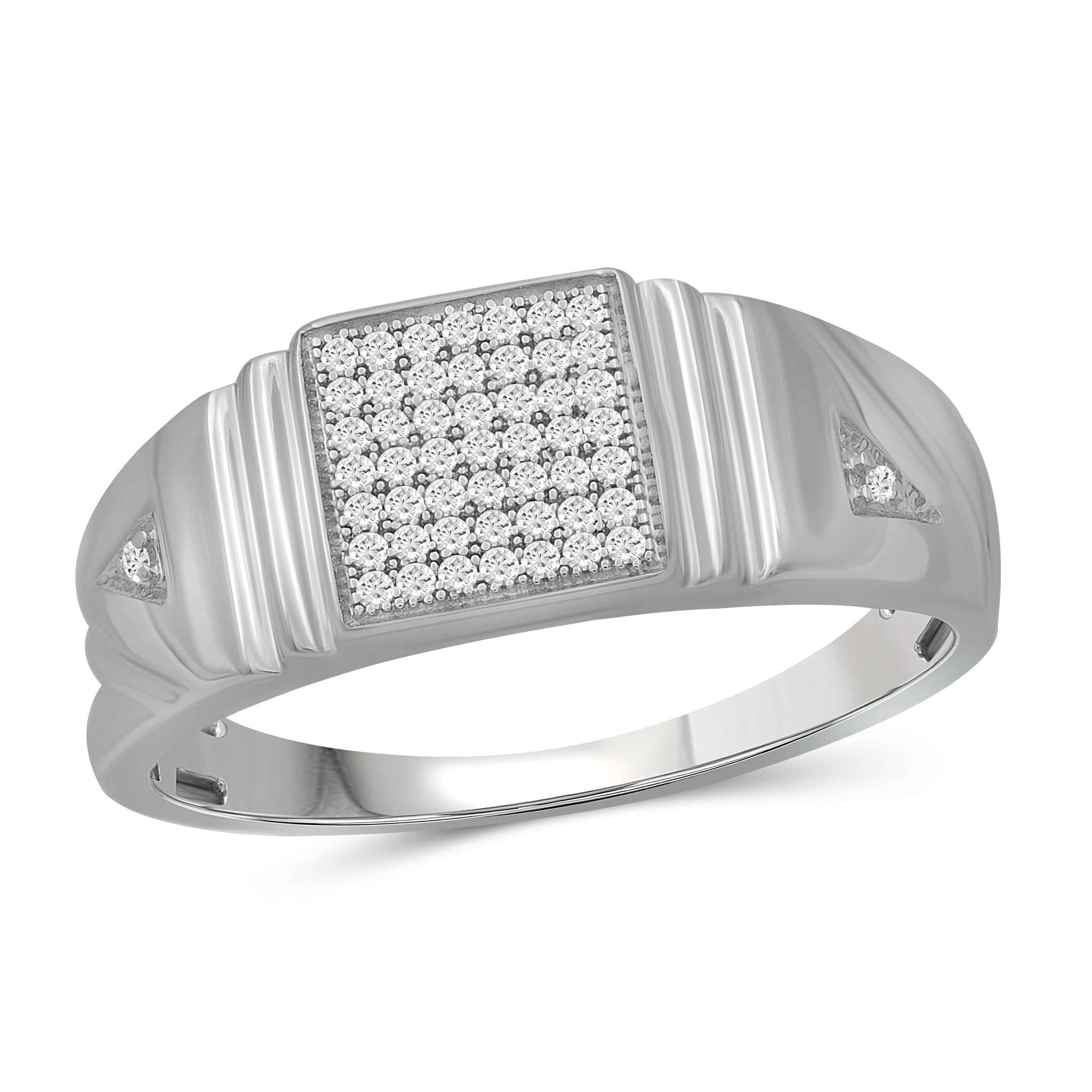 Jewelnova 1/7 Carat T.W. White Diamond 10k White Gold Men's Ring