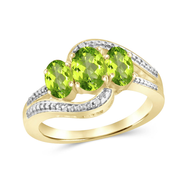 JewelonFire 1 3/4 Carat T.G.W. Peridot And White Diamond Accent Sterling Silver Ring - Assorted Colors