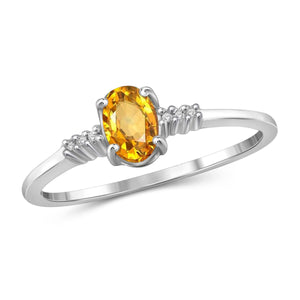 JewelonFire 1/2 Carat T.G.W. Citrine And White Diamond Accent Sterling Silver Ring - Assorted Colors