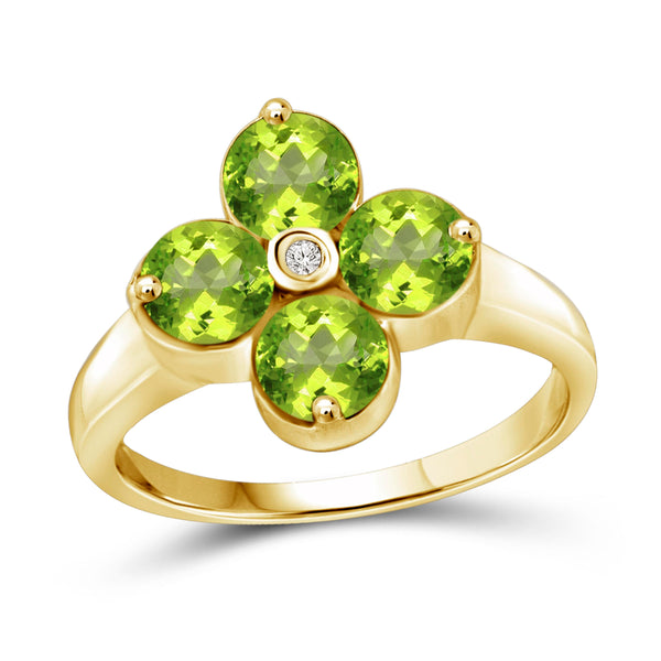 JewelonFire 1 3/4 Carat T.G.W. Peridot and White Diamond Accent Sterling Silver Ring - Assorted Colors