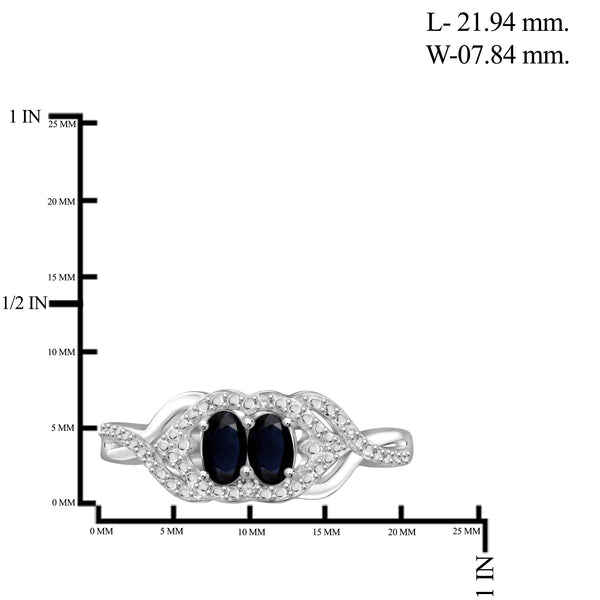 JewelonFire 2.50 Carat T.G.W. Sapphire And 1/20 Carat T.W. White Diamond Sterling Silver 3 Piece Jewelry Set - Assorted Colors