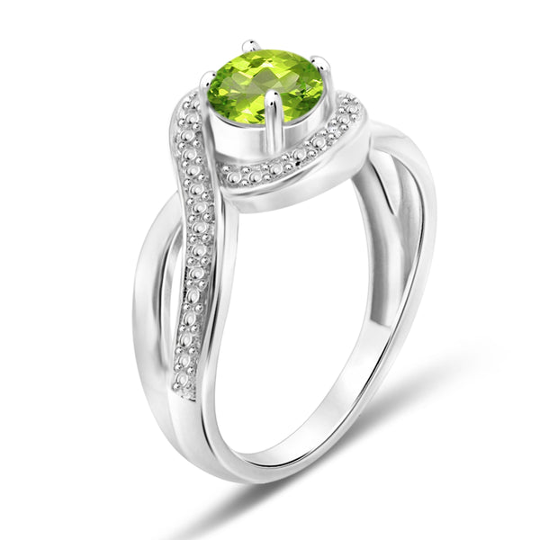 JewelonFire 3/4 Carat T.G.W. Peridot And White Diamond Accent Sterling Silver Ring - Assorted Colors